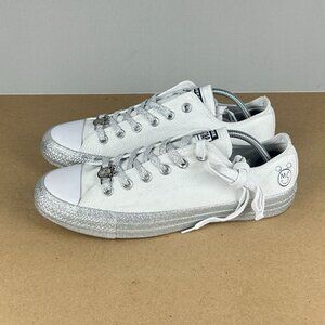 Converse Miley Cyrus Silver Glitter All Star Sneakers Womens 9 White Low Top
